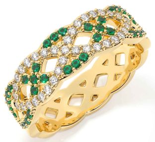 Diamond Emerald Gold Infinity Ring
