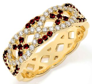 Diamond Garnet Gold Infinity Ring