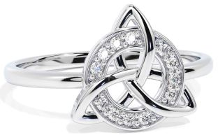 Diamond Silver Celtic Trinity Knot Ring