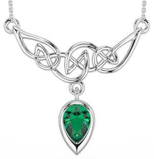 Silver Emerald Celtic Necklace