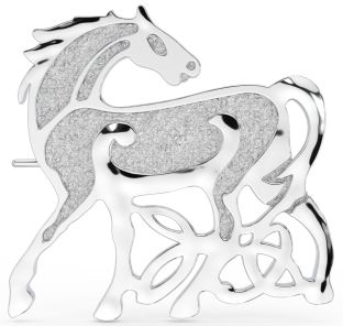 Silver Irish "Celtic Horse" Brooch Pin