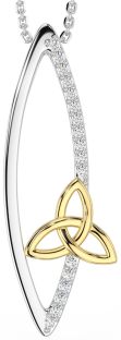 14K Gold Silver Diamond Celtic Pendant Necklace