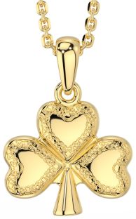 14K Gold Solid Silver Irish "Shamrock" Pendant Necklace
