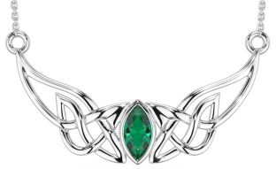 Silver Emerald Celtic Necklace