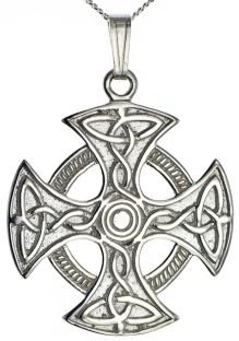 Silver Celtic Cross Knot Pendant Necklace