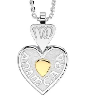 14K Two Tone Gold Solid Silver Irish "Anam Cara" Celtic Heart Pendant Necklace