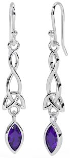Silver Amethyst Celtic Dangle Earrings