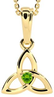 Gold Peridot .06cts "Celtic Knot" Pendant Necklace - August Birthstone