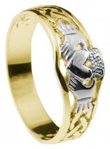 Ladies10K/14K/18K Two Tone Gold Claddagh Celtic Ring 