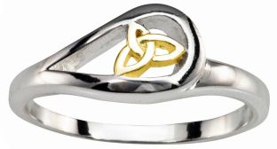 Ladies 14K Gold Silver Celtic Trinity Knot Ring