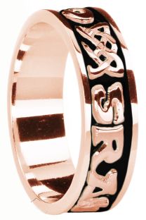 Ladies Rose Gold & Black Rhodium  "Love Forever" Celtic Wedding Band Ring
