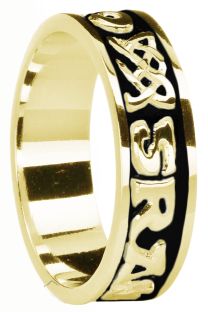 Ladies Gold & Black Rhodium  "Love Forever" Celtic Wedding Band Ring