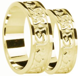 Yellow Gold Celtic "Love Forever" Wedding Band Ring Set