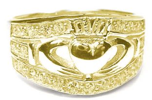 14K Gold Silver Ladies Diamond Claddagh Ring