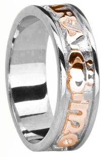 Ladies White & Rose Gold Claddagh "My Soul Mate" Band Ring 