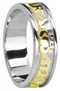 Ladies 14K Gold Silver Claddagh Celtic Ring 