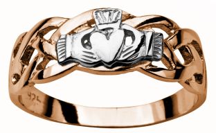 Mens Rose & White Gold Claddagh Celtic Wedding Ring