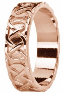Mens 14K Rose Gold Silver Celtic "Eternity Knot" Band Ring