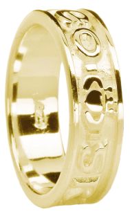 Ladies Gold Claddagh "Love Forever" Band Ring 