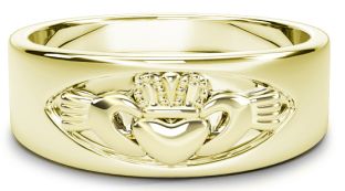 14K  Gold coated Silver Claddagh Band Ring Unisex Mens Ladies