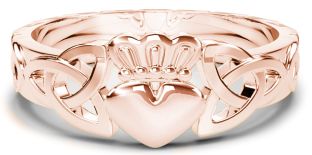 Ladies Rose Gold Claddagh Celtic Knot Ring 