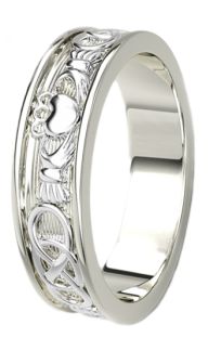 Silver Celtic Claddagh Band Ring Ladies