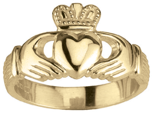 Irish 14K Gold Sterling Silver Claddagh Ladies Ring
