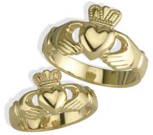 14K Gold Silver Claddagh Wedding Ring Set