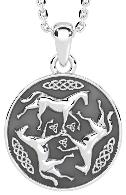 Sterling Silver Horse Pendant Necklace Celtic Irish Jewellery