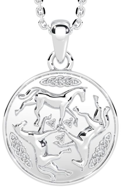 white gold horse necklace