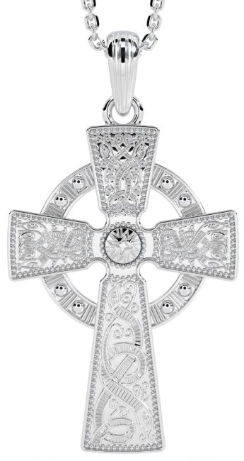 925 solid Sterling Silver Interlaced Celtic Art Cross pendant 