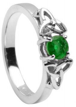 Emerald 10K/14K18K White Gold Celtic Engagement Ring
