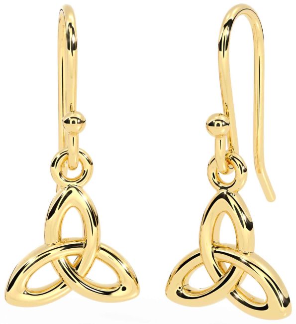 Gold Celtic Trinity Knot Dangle Earrings