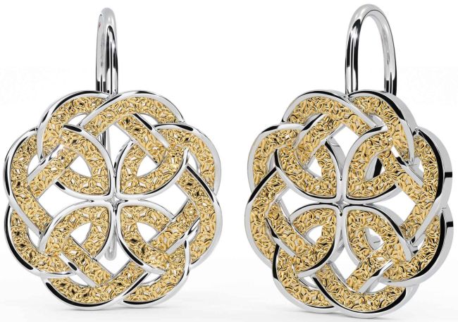 Gold Silver Celtic Dangle Earrings