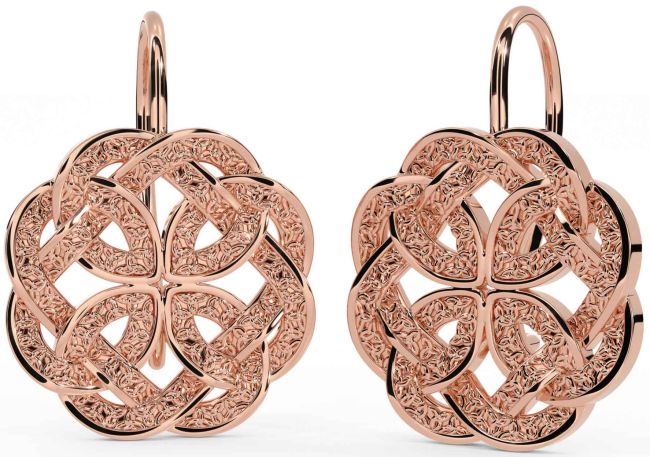 Rose Gold Silver Celtic Dangle Earrings