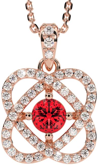 Diamond Ruby Rose Gold Celtic Necklace