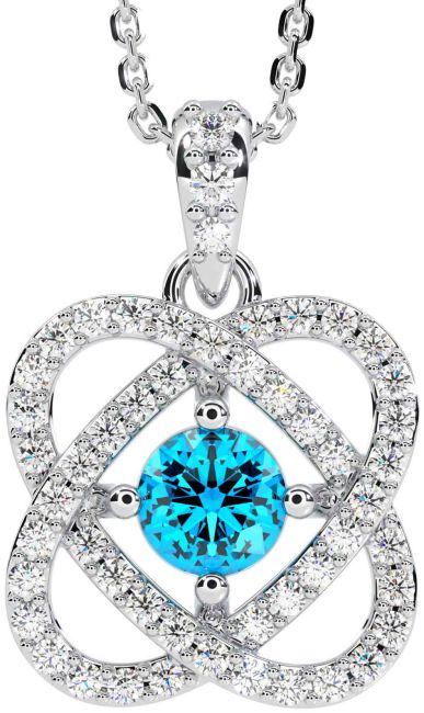 Diamond Topaz Silver Celtic Necklace