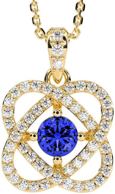 Diamond Sapphire Gold Celtic Necklace