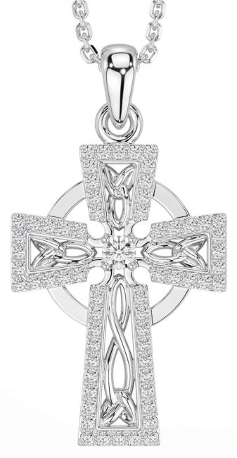 Diamond White Gold Celtic Cross Necklace