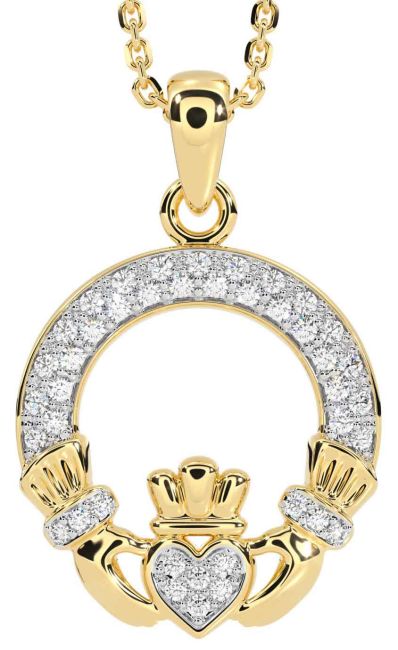 Diamond Gold Claddagh Necklace