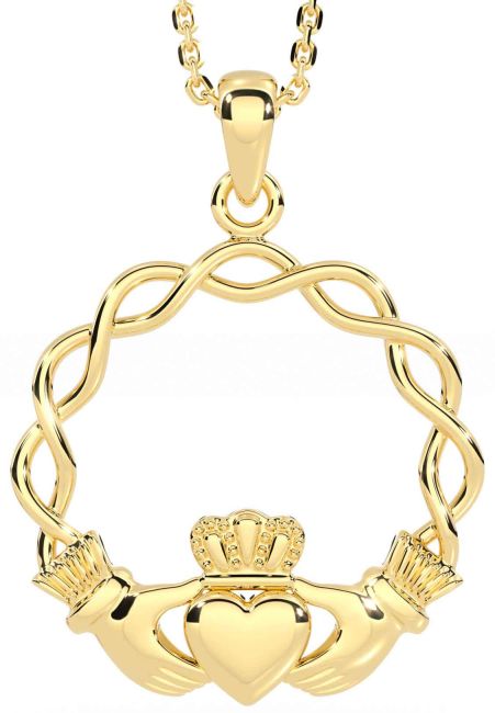 Gold Celtic Claddagh Necklace