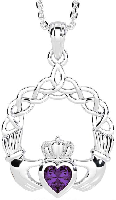 Alexandrite Silver Claddagh Necklace