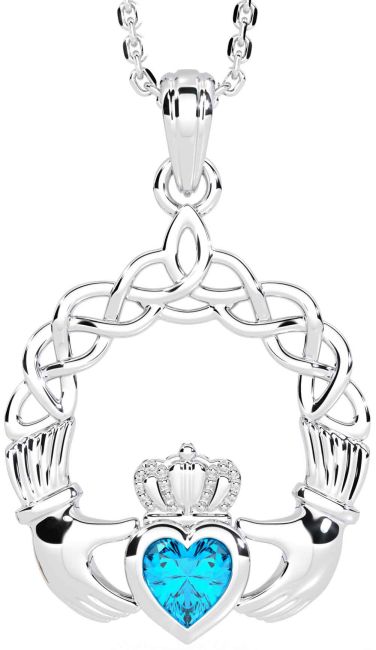 Topaz Silver Claddagh Necklace