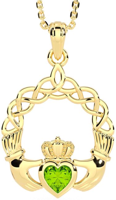 Peridot Gold Claddagh Necklace