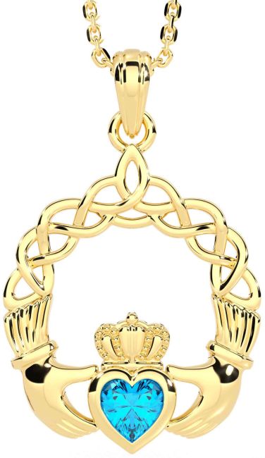 Topaz Gold Claddagh Necklace