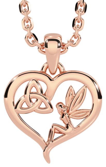 Kids Rose Gold Celtic Trinity Knot Heart Necklace