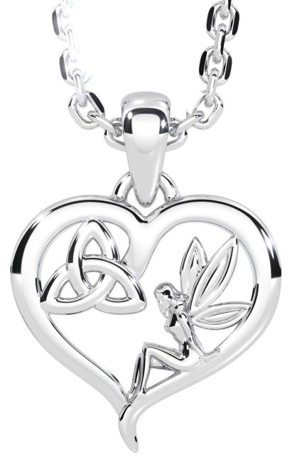 Kids Silver Celtic Trinity Knot Heart Necklace