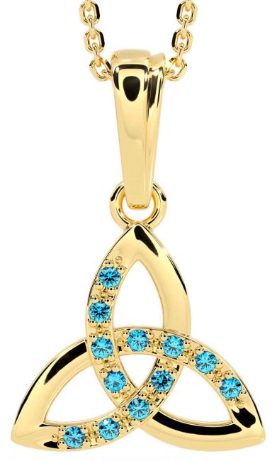 Topaz Gold Silver Celtic Trinity Knot Necklace