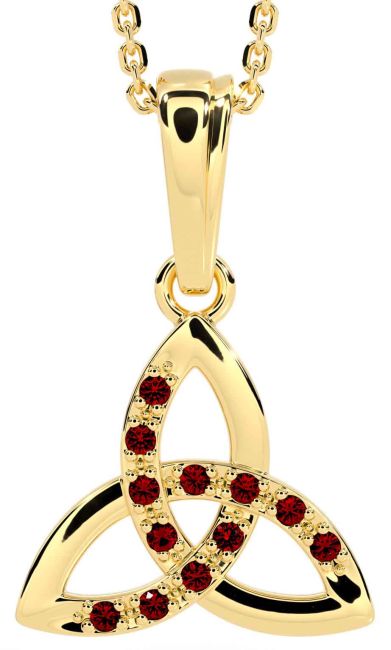 Garnet Gold Celtic Trinity Knot Necklace