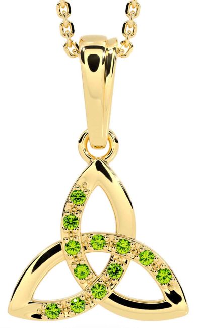 Peridot Gold Celtic Trinity Knot Necklace